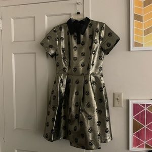 Modcloth black and gold skull dress